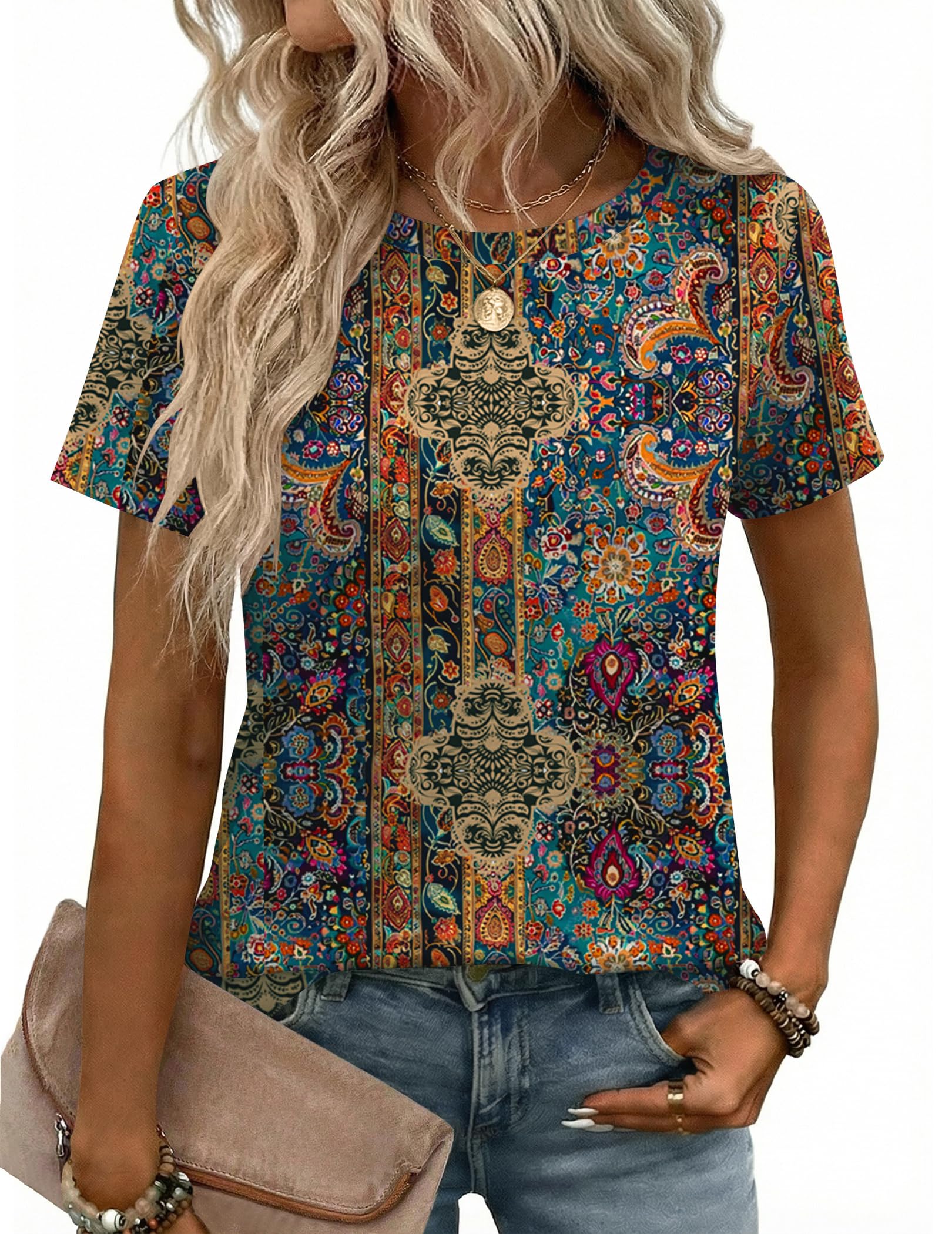 Womens Tshirt Short Sleeve Summer Tops Crewneck Casual Basic Tee Shirts Spring Clothes Trendy Outfit