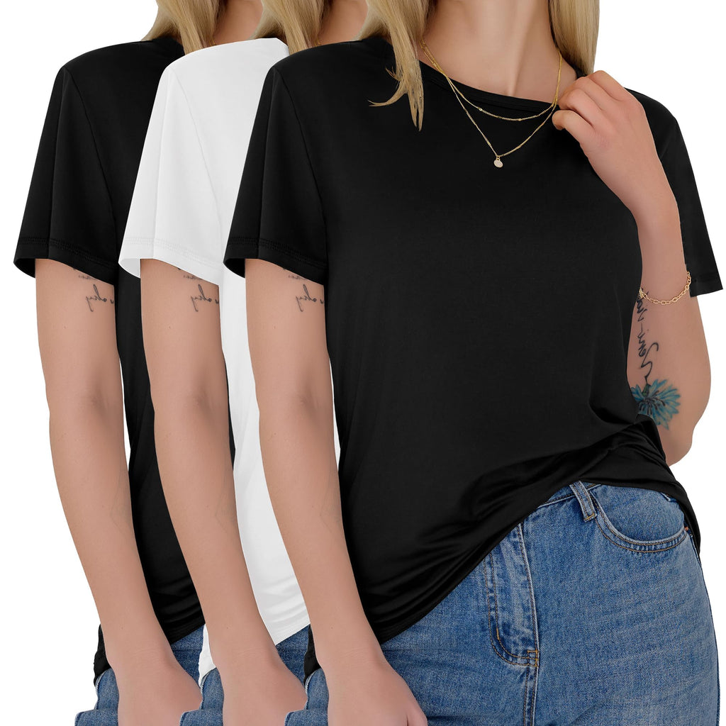 3 Pack Womens T-Shirts - Short Sleeve Spring Summer Tops Crew Neck Trendy Casual Work Soft Basic Tees for Ladies 2026