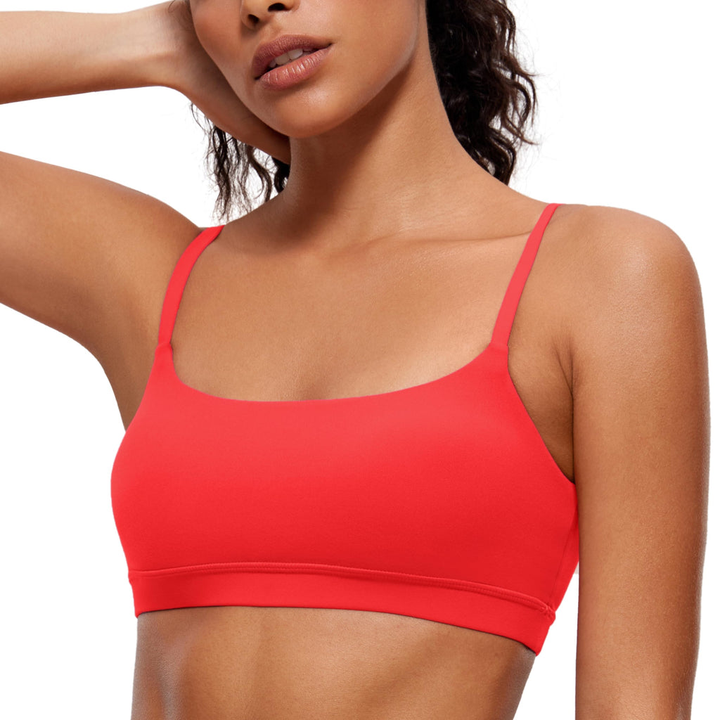 YOGA Scoop Neck Sports Bras | Light Support, Removable Pads, Yoga, Extremely Soft, U Back, Adjustable Spaghetti Straps, for Women