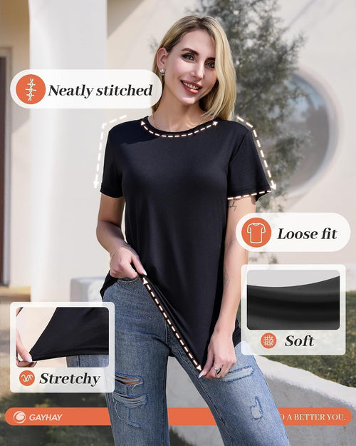 3 Pack Womens T-Shirts - Short Sleeve Spring Summer Tops Crew Neck Trendy Casual Work Soft Basic Tees for Ladies 2026