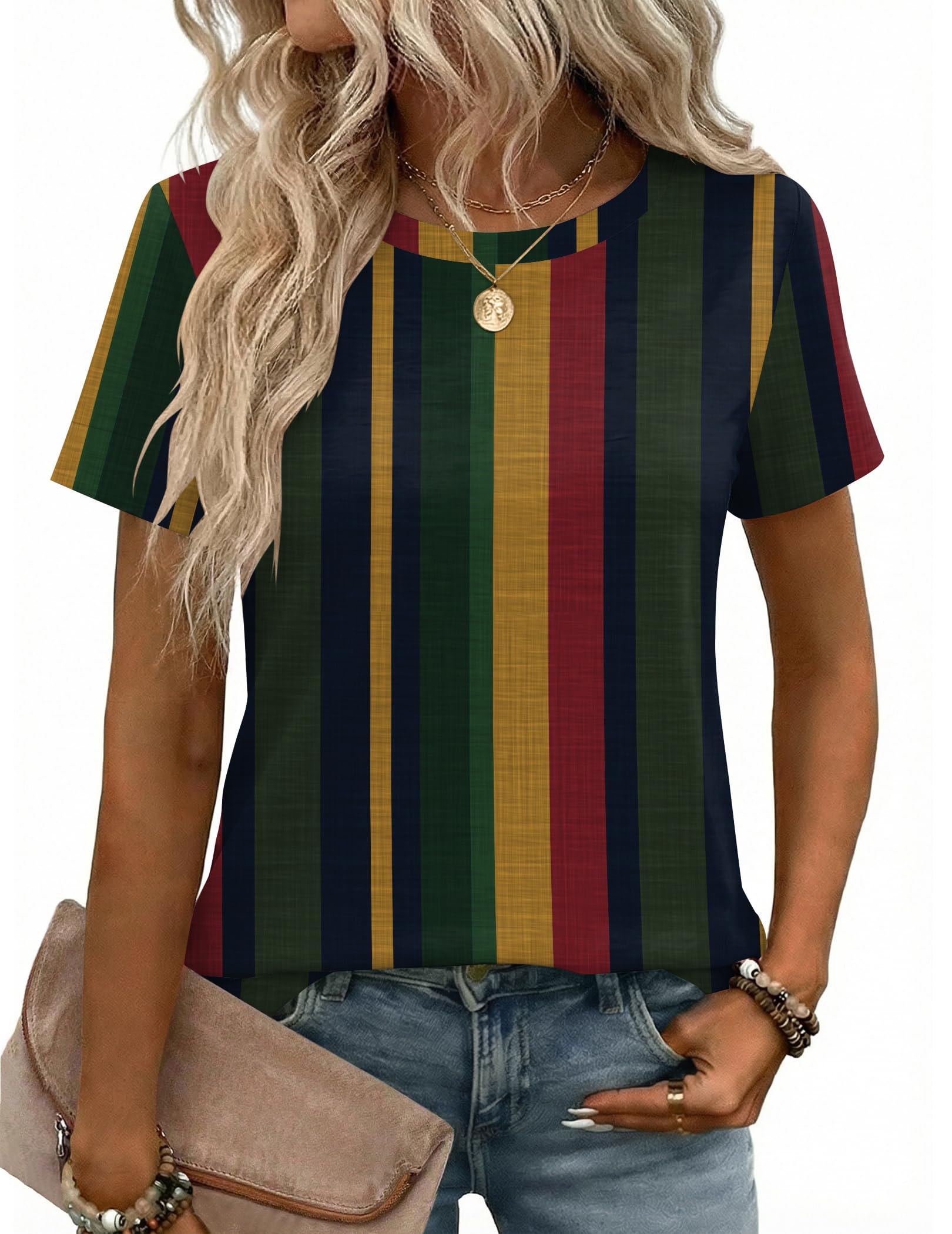 Womens Tshirt Short Sleeve Summer Tops Crewneck Casual Basic Tee Shirts Spring Clothes Trendy Outfit