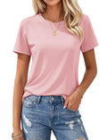 Women's T Shirts Cotton Short Sleeve Shirts Crew-Neck Summer Tops Classic-Fit Tees Breathable Casual Clothes