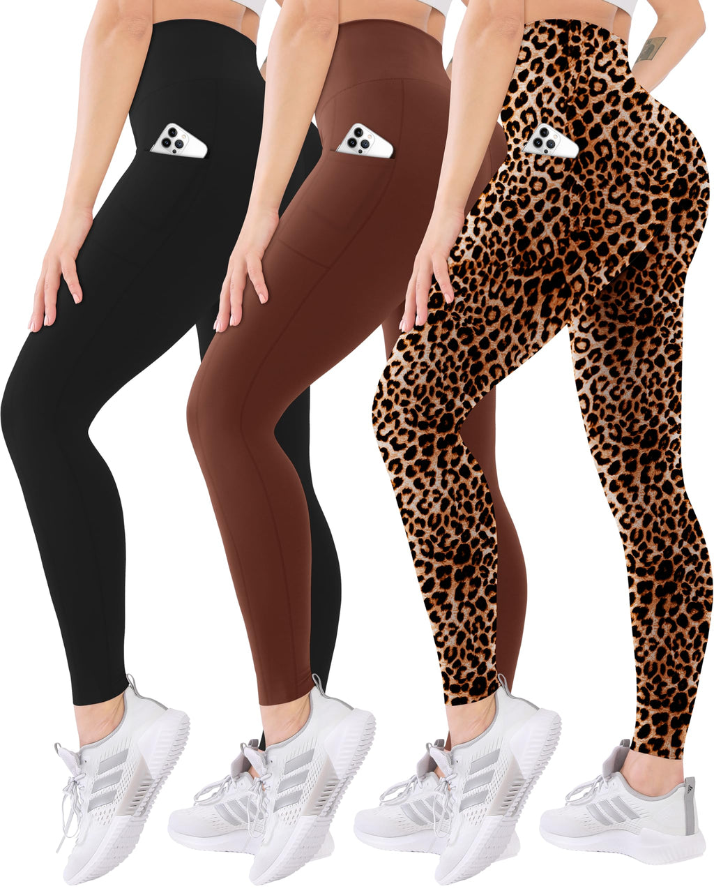 3 Pack High Waisted Leggings for Women with Pockets Soft Active Tummy Control Pants for Yoga Running & Daily Wear