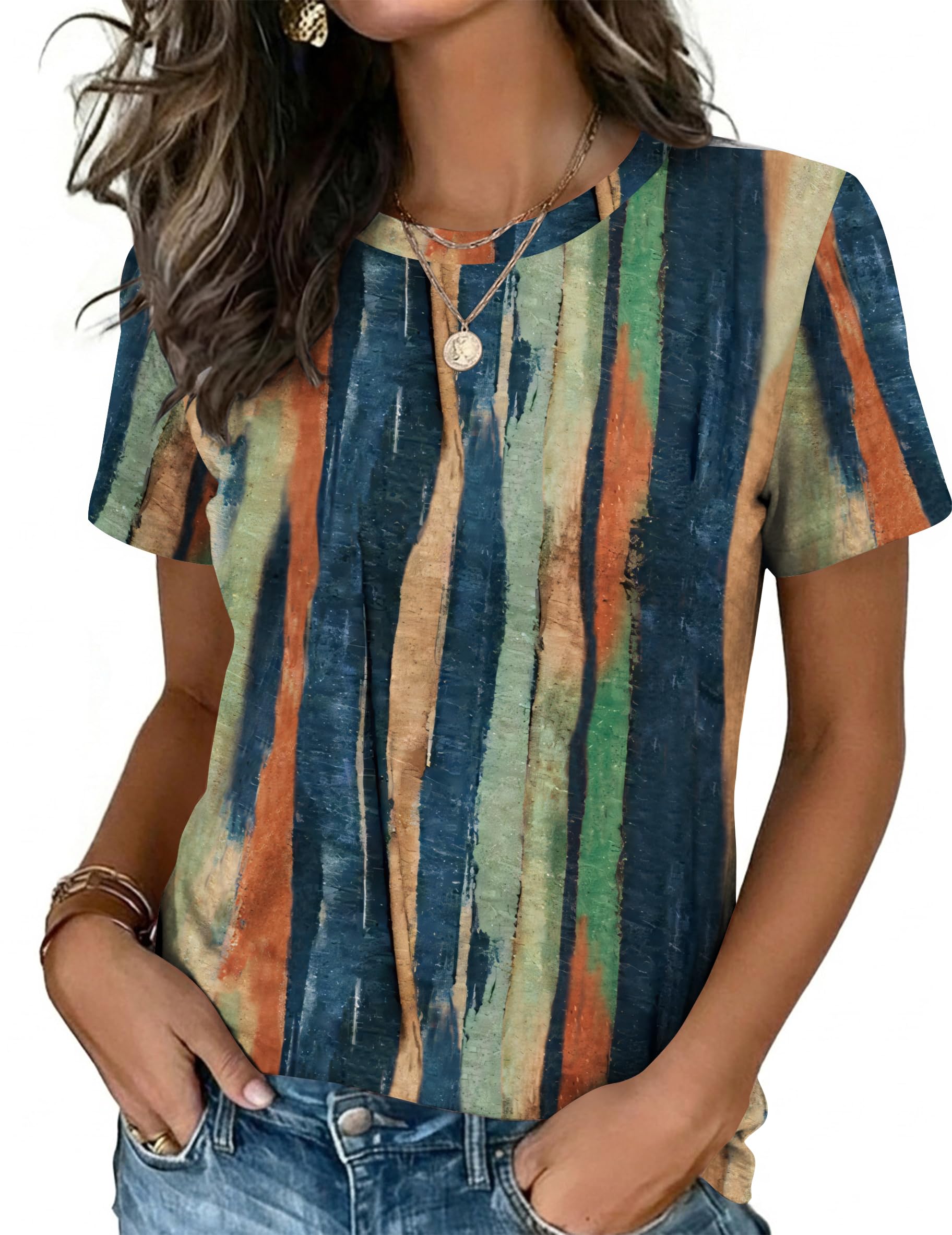 Womens Tshirt Short Sleeve Summer Tops Crewneck Casual Basic Tee Shirts Spring Clothes Trendy Outfit