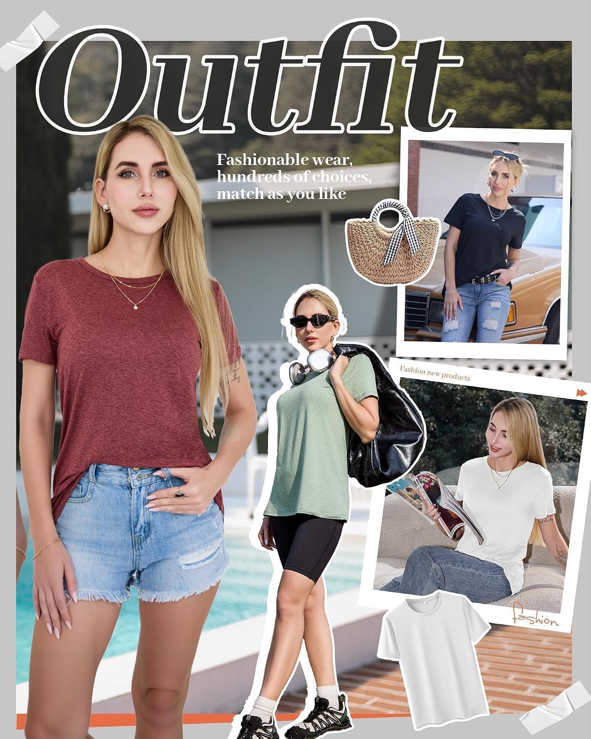 3 Pack Womens T-Shirts - Short Sleeve Spring Summer Tops Crew Neck Trendy Casual Work Soft Basic Tees for Ladies 2026