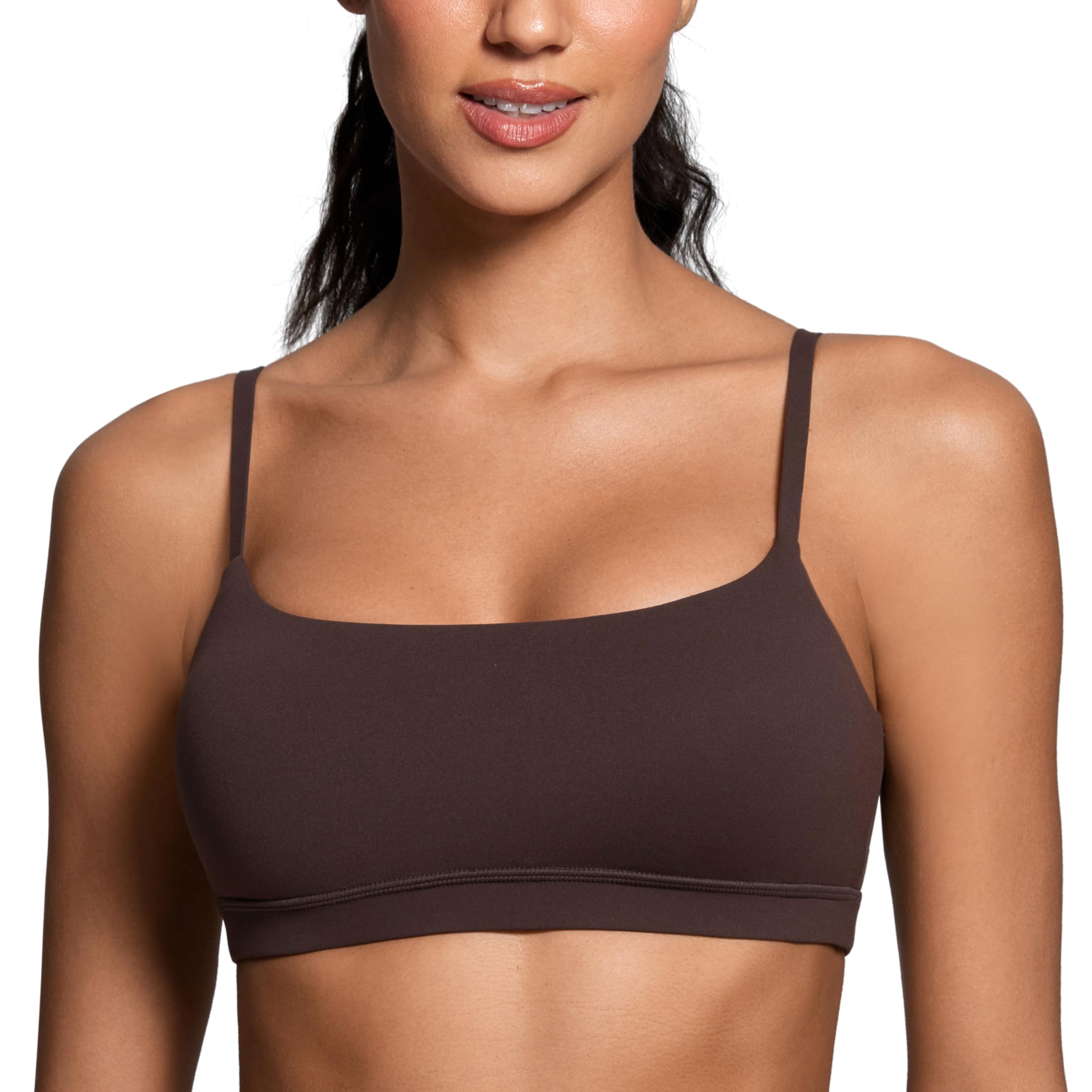 YOGA Scoop Neck Sports Bras | Light Support, Removable Pads, Yoga, Extremely Soft, U Back, Adjustable Spaghetti Straps, for Women