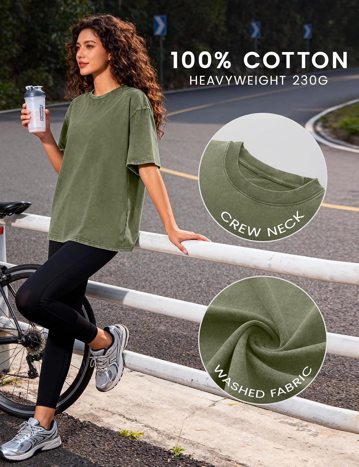 Women's Vintage Oversized T Shirts Washed Cotton Short Sleeve Tops | Soft Cotton Acid Wash Tees, Loose Baggy Boyfriend Fit, Gym, Workout, Streetwear, Casual Daily Outfits