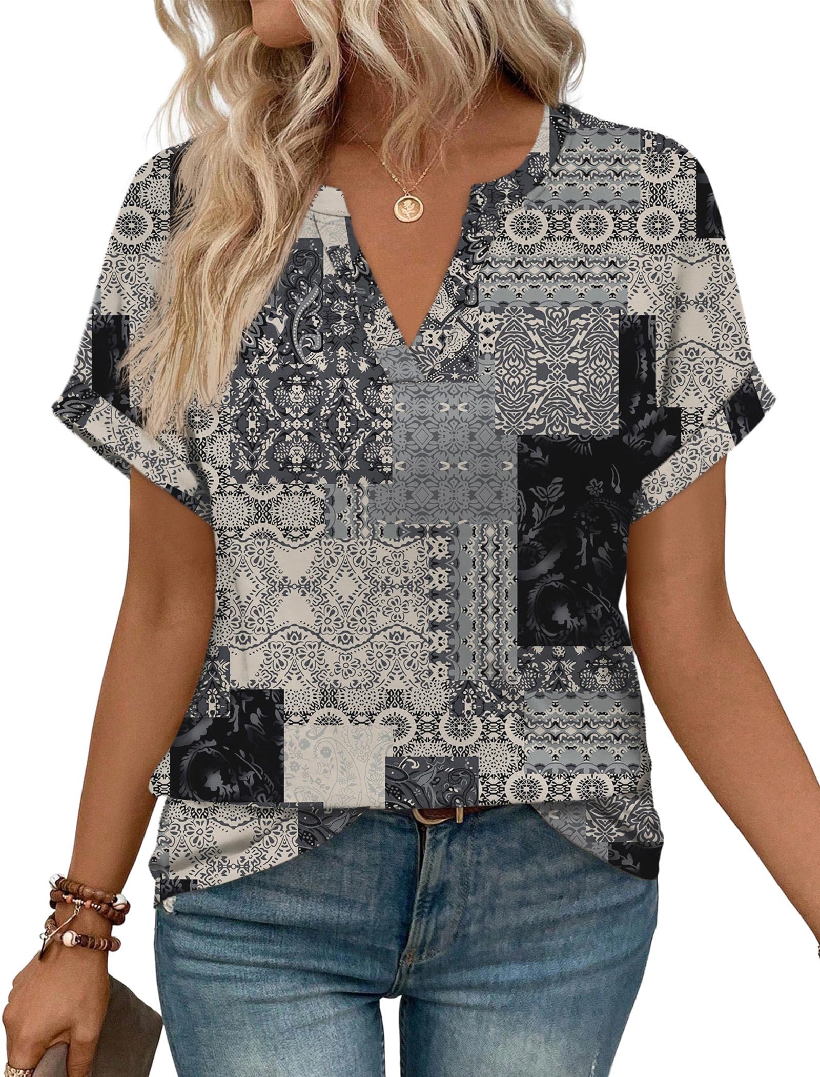 Womens Blouses Spring Tops Short Sleeve Shirts Dressy Casual Summer Vacation Fashion Clothing 2026