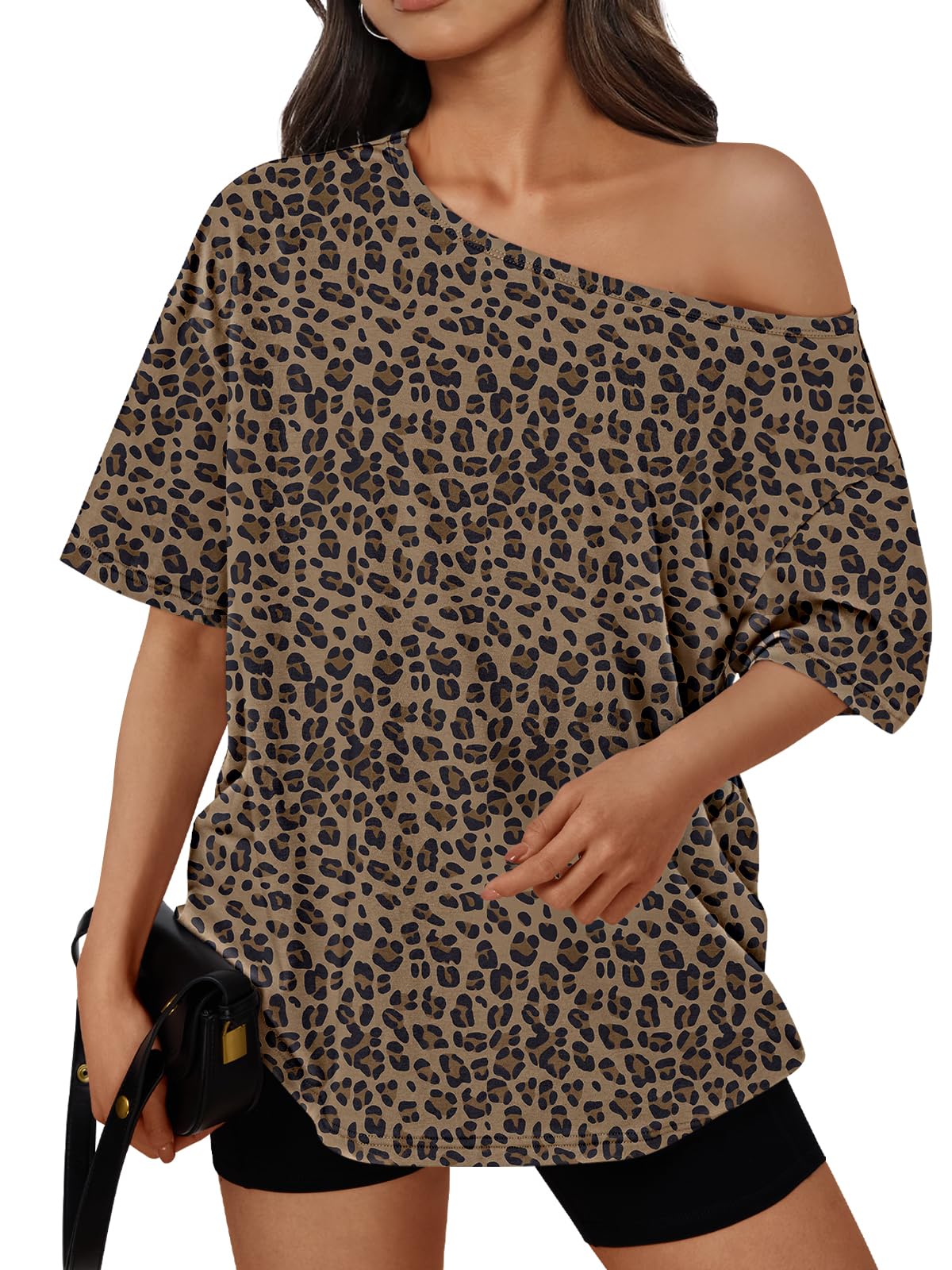Womens Off the Shoulder Tops Oversized Summer T-Shirts 2026 | Breathable comfort stretch fabric, short sleeve, basic oversized tees, casual workout gym, y2k going out clothes
