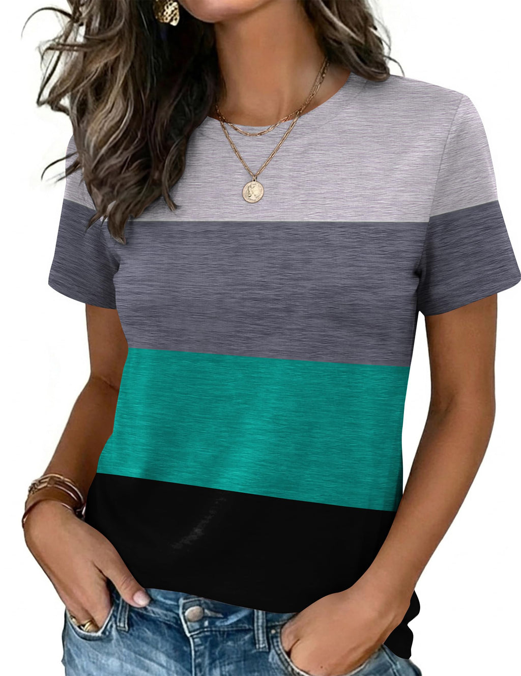 Womens Tshirt Short Sleeve Summer Tops Crewneck Casual Basic Tee Shirts Spring Clothes Trendy Outfit
