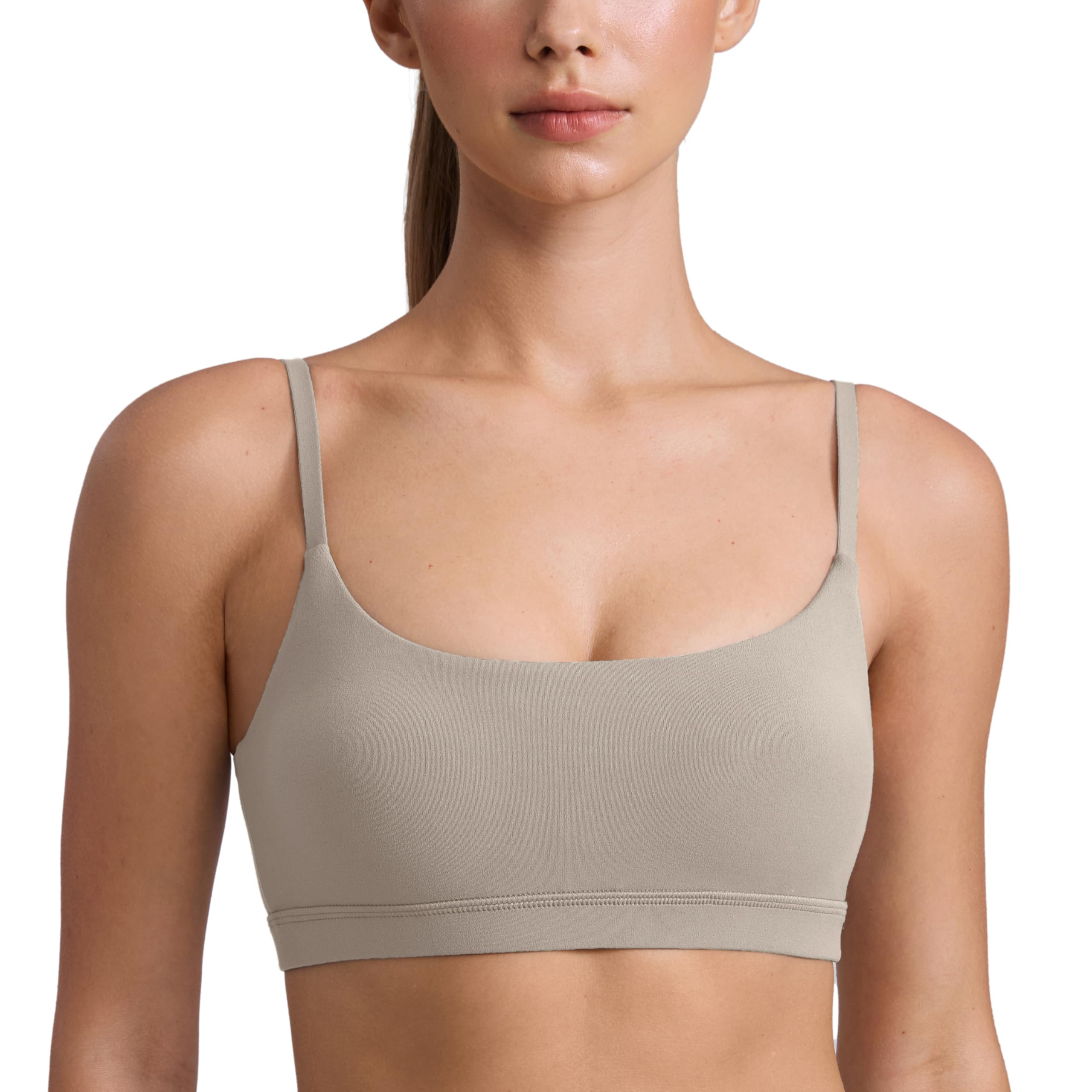 YOGA Scoop Neck Sports Bras | Light Support, Removable Pads, Yoga, Extremely Soft, U Back, Adjustable Spaghetti Straps, for Women