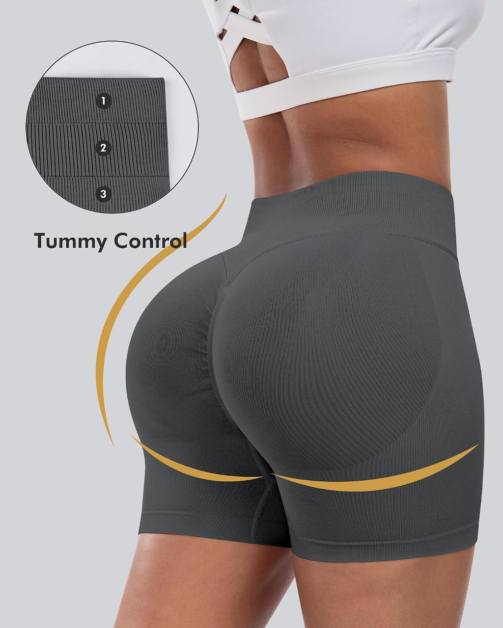 Workout Shorts for Women, High Waisted Butt Lifting Scrunch Sports Seamless Gym Shorts Set