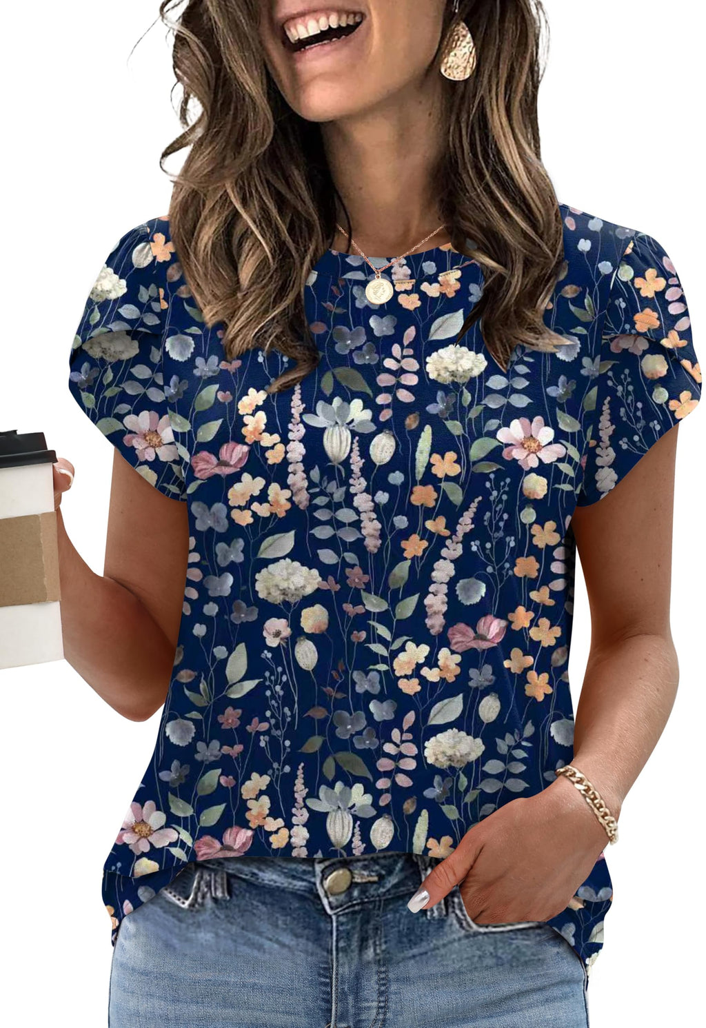 Womens Summer Tops Dressy Casual Blouses Short Sleeve Shirts for Women Business Casual Beach Vacation Outfits