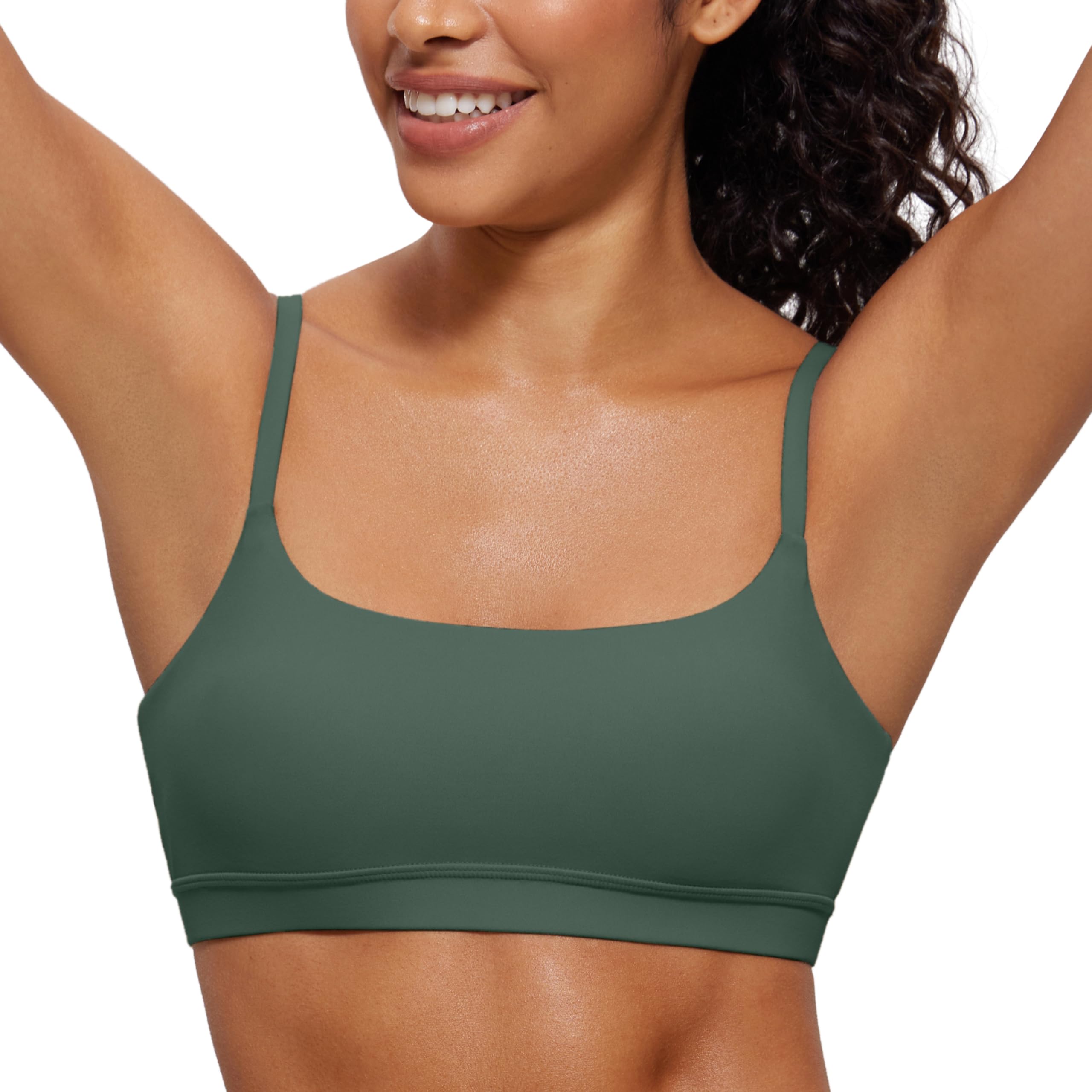 YOGA Scoop Neck Sports Bras | Light Support, Removable Pads, Yoga, Extremely Soft, U Back, Adjustable Spaghetti Straps, for Women
