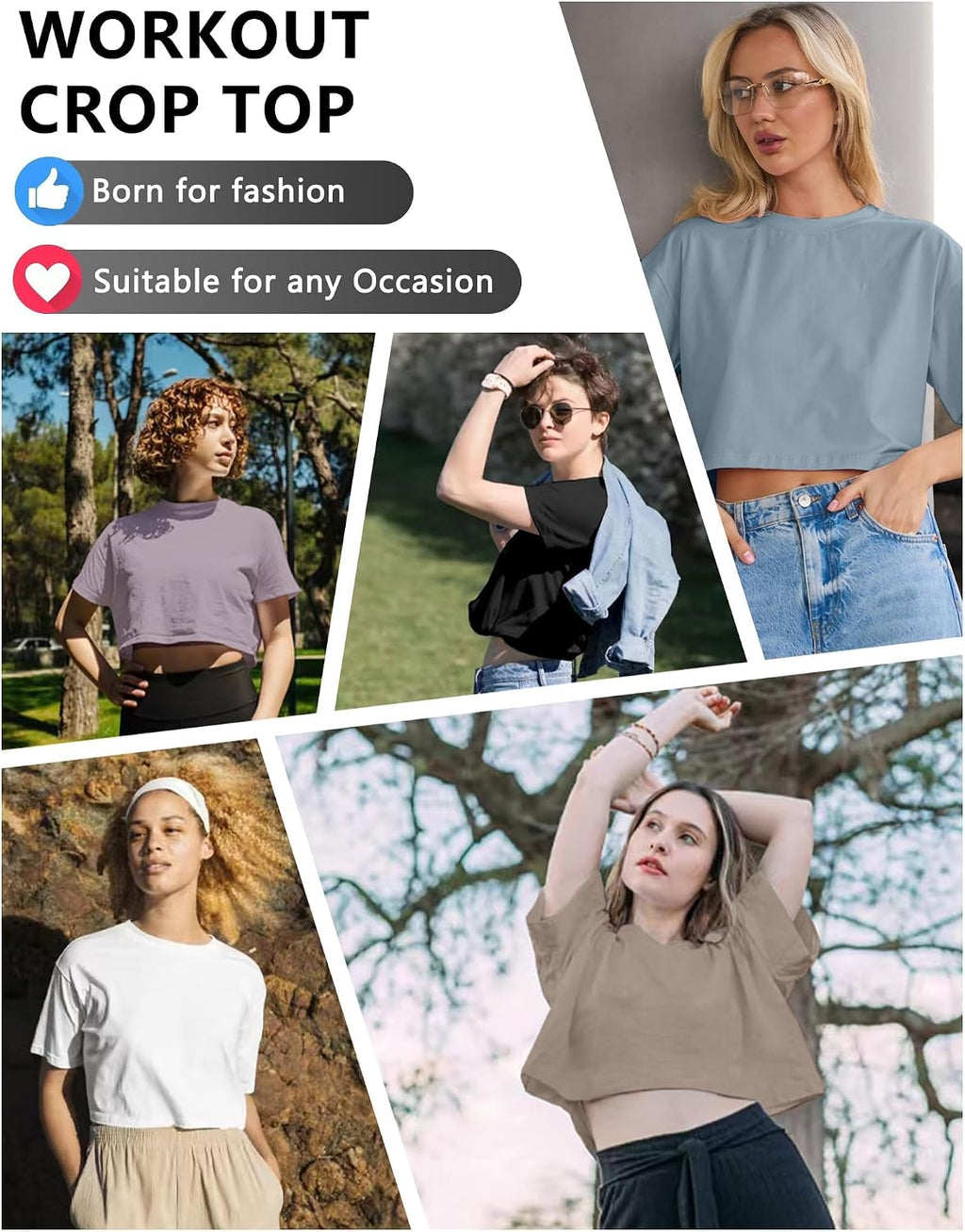 4/6 Pack Women's Crop Top Short Sleeve Athletic Workout Loose Fit | Sports, Exercise, Yoga, Running, Hiking, Gym, Boxy, Baggy, Casual, Tees, Activewear, Cropped, T-Shirts