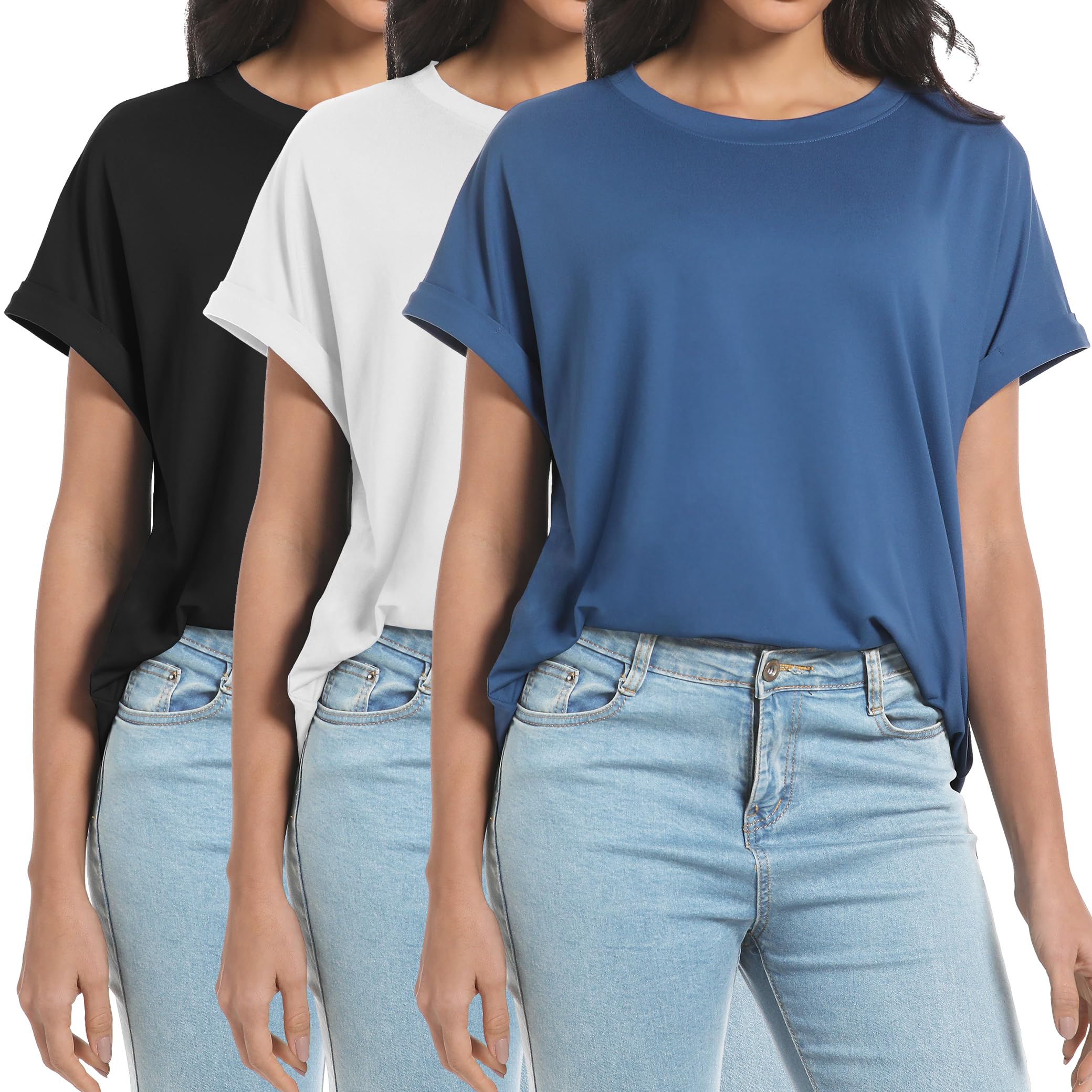 2/3/4 Pack Oversized Tshirts for Women Short Sleeves Workout Tops | Loose Fit, Crew Neck, Baggy, Summer, Casual, Gym, Plus Size, Plain, Tops, Fashion, Clothes, 2026
