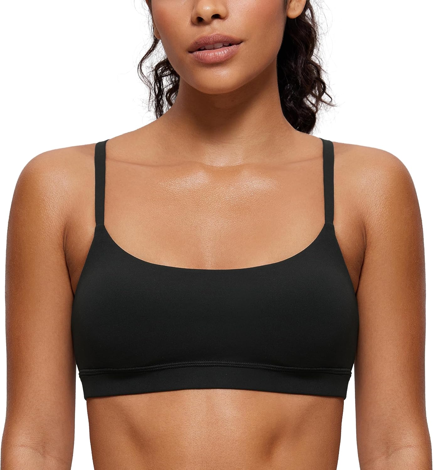 YOGA Scoop Neck Sports Bras | Light Support, Removable Pads, Yoga, Extremely Soft, U Back, Adjustable Spaghetti Straps, for Women