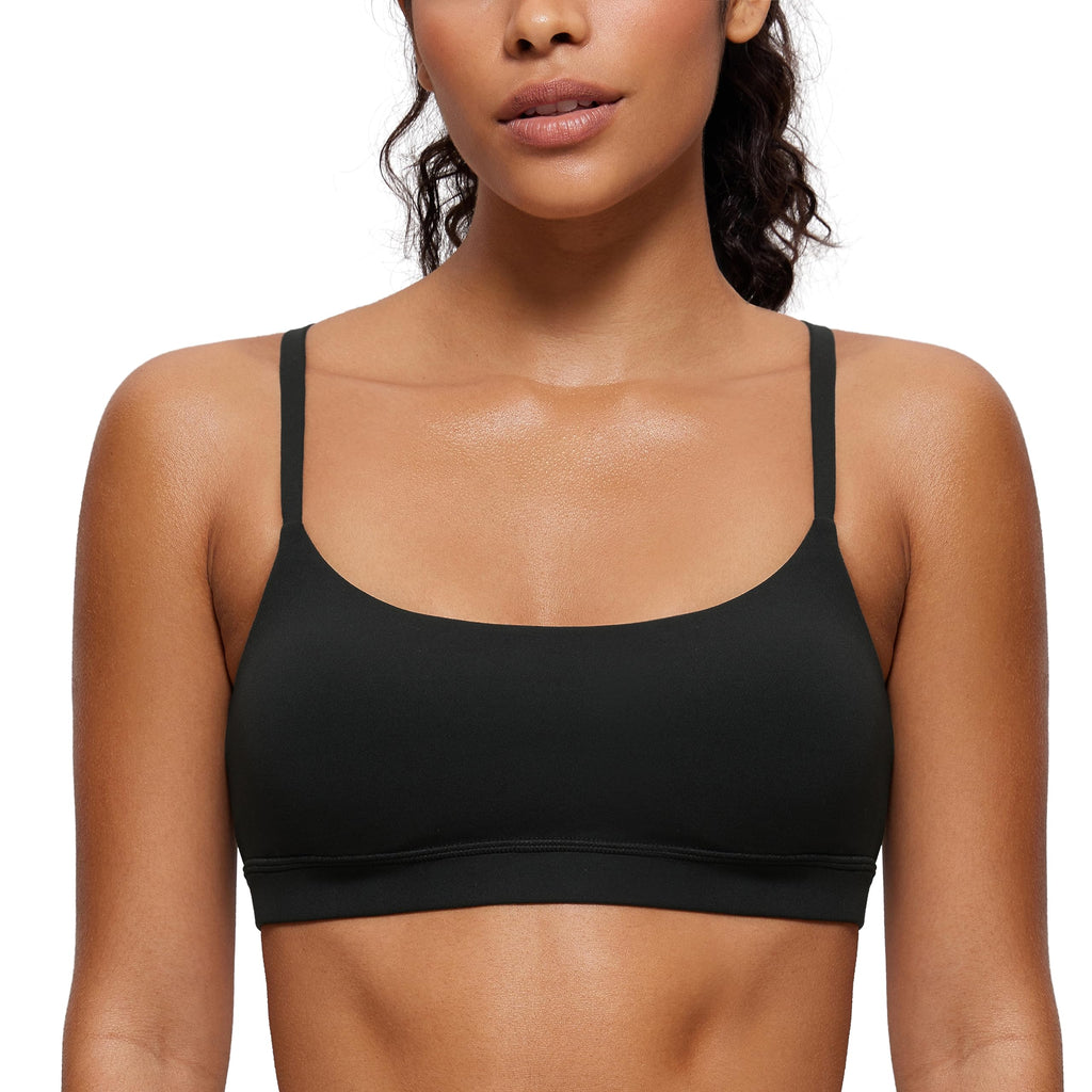YOGA Scoop Neck Sports Bras | Light Support, Removable Pads, Yoga, Extremely Soft, U Back, Adjustable Spaghetti Straps, for Women