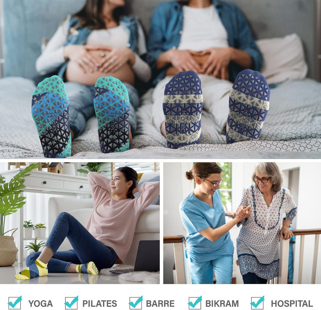 Pilates Socks Non Slip Grips for Yoga Barefoot Ballet Barre Hospital | Versatile Non-Slip Grippy Socks for Yoga, Pilates, Barre, Ballet, Gym, Hospital, Physiotherapy, Elderly, Pregnancy