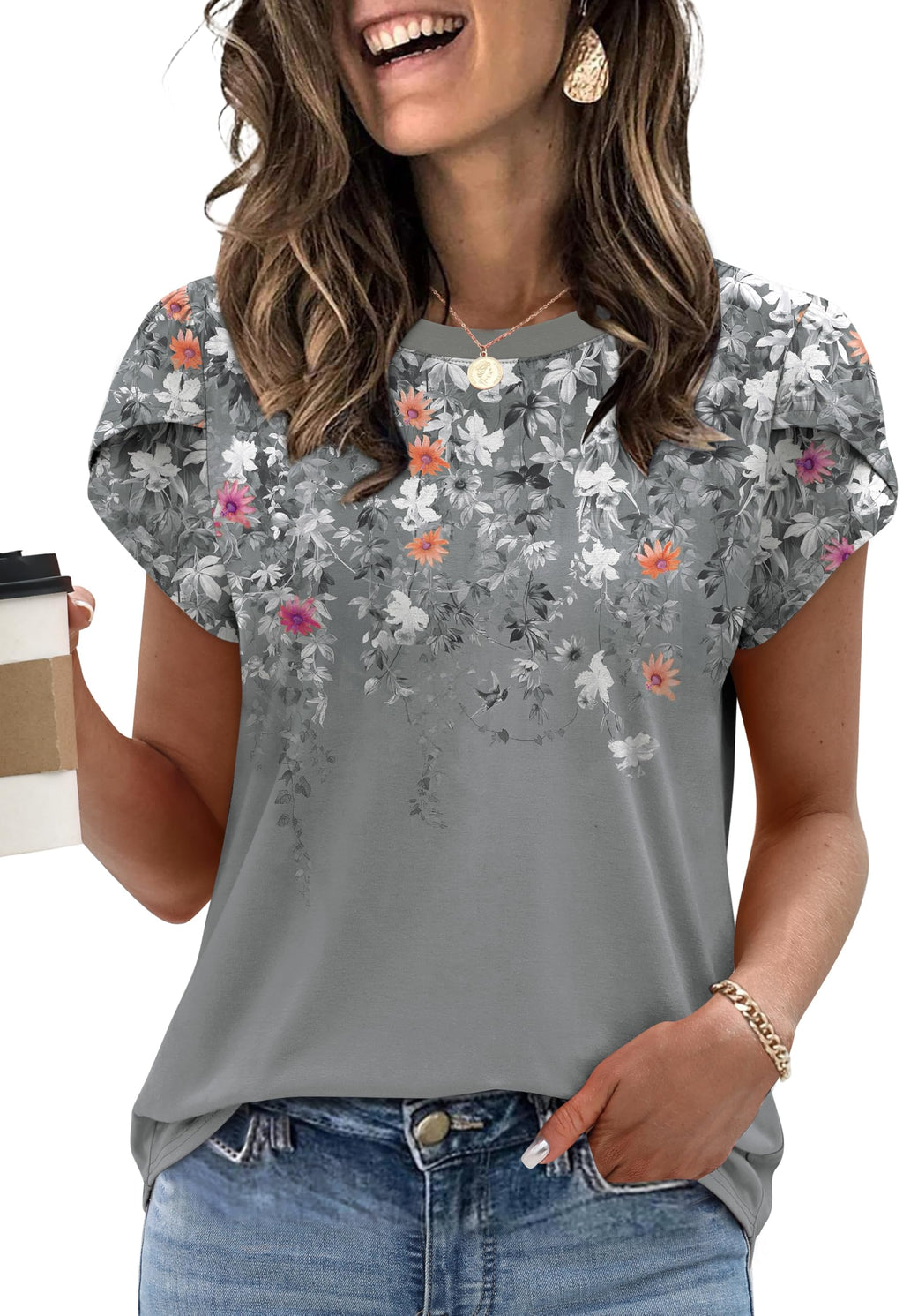 Womens Summer Tops Dressy Casual Blouses Short Sleeve Shirts for Women Business Casual Beach Vacation Outfits