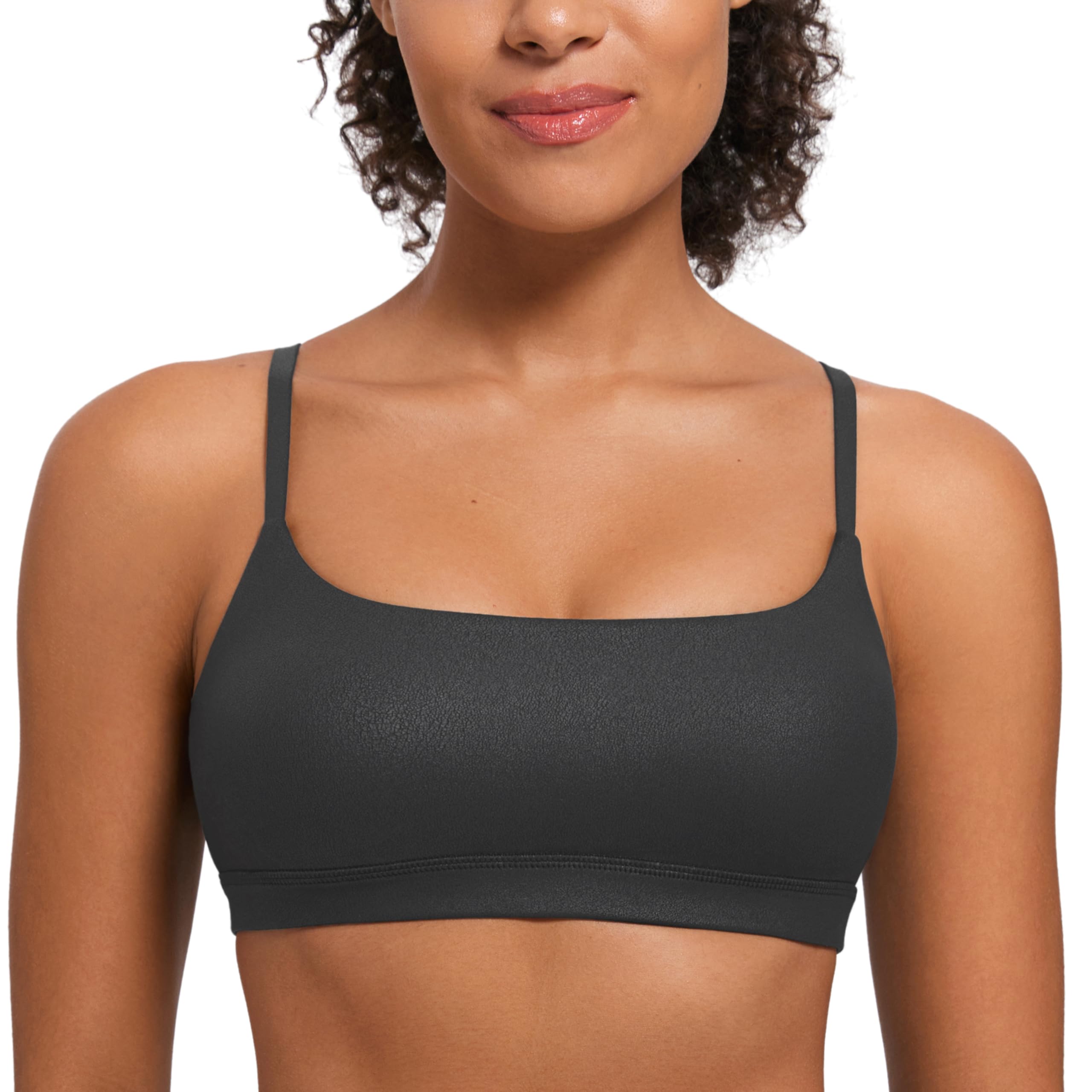 YOGA Scoop Neck Sports Bras | Light Support, Removable Pads, Yoga, Extremely Soft, U Back, Adjustable Spaghetti Straps, for Women