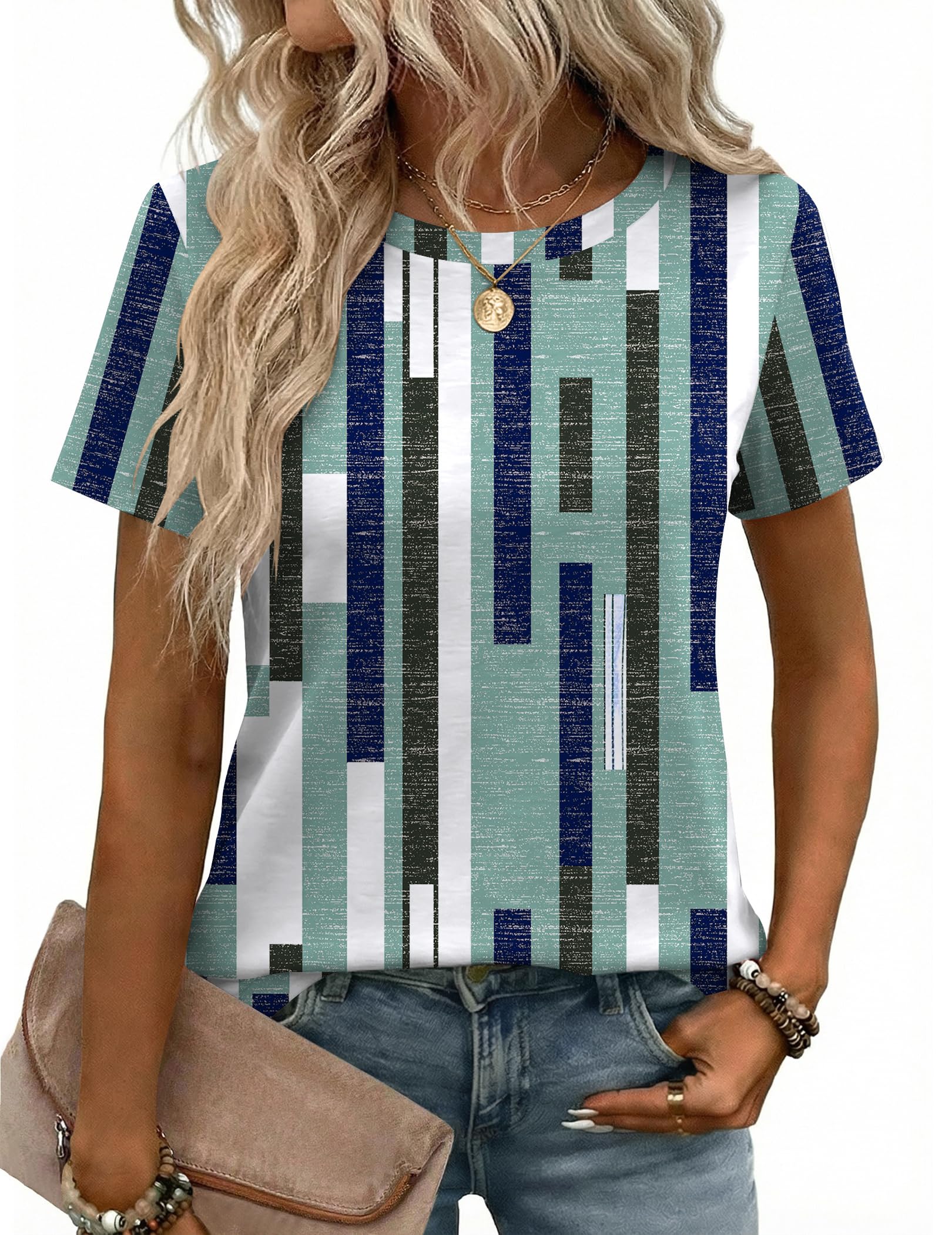 Womens Tshirt Short Sleeve Summer Tops Crewneck Casual Basic Tee Shirts Spring Clothes Trendy Outfit