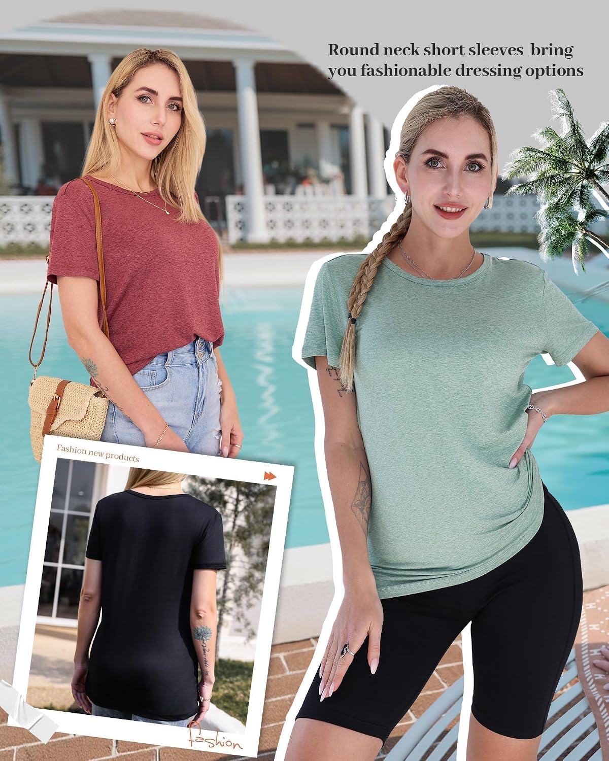 3 Pack Womens T-Shirts - Short Sleeve Spring Summer Tops Crew Neck Trendy Casual Work Soft Basic Tees for Ladies 2026