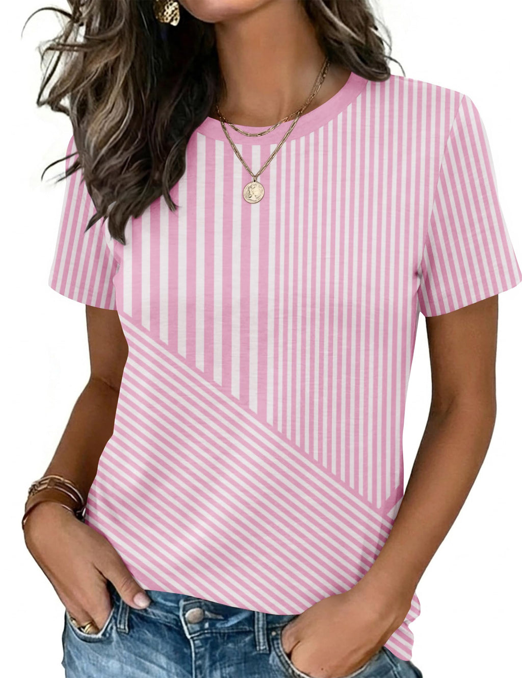Womens Tshirt Short Sleeve Summer Tops Crewneck Casual Basic Tee Shirts Spring Clothes Trendy Outfit