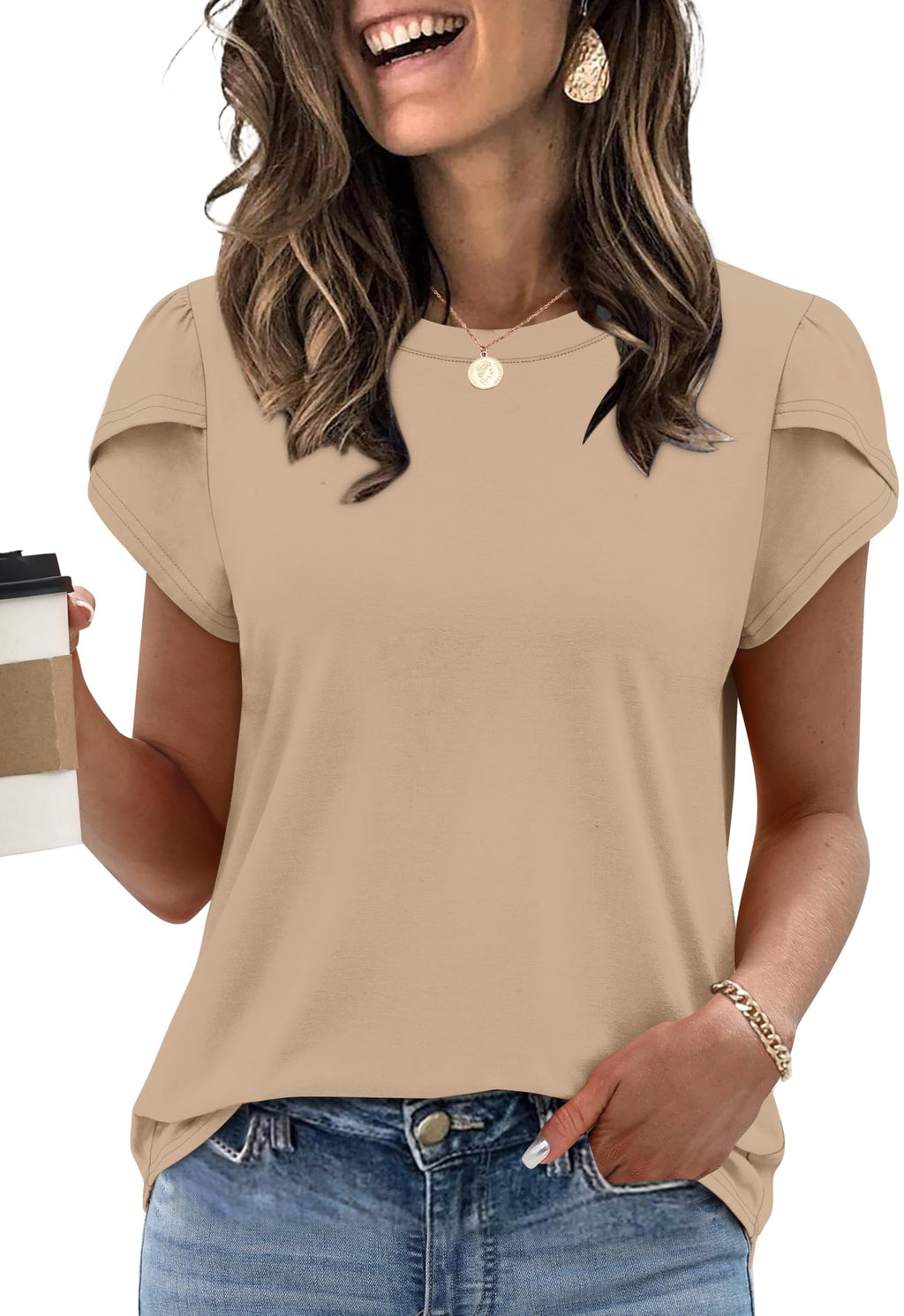 Womens Summer Tops Dressy Casual Blouses Short Sleeve Shirts for Women Business Casual Beach Vacation Outfits