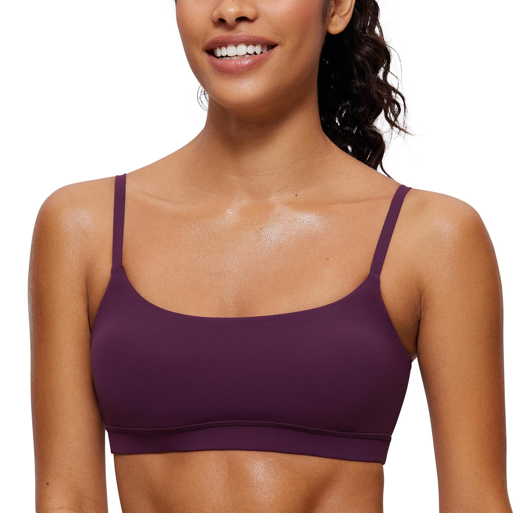 YOGA Scoop Neck Sports Bras | Light Support, Removable Pads, Yoga, Extremely Soft, U Back, Adjustable Spaghetti Straps, for Women