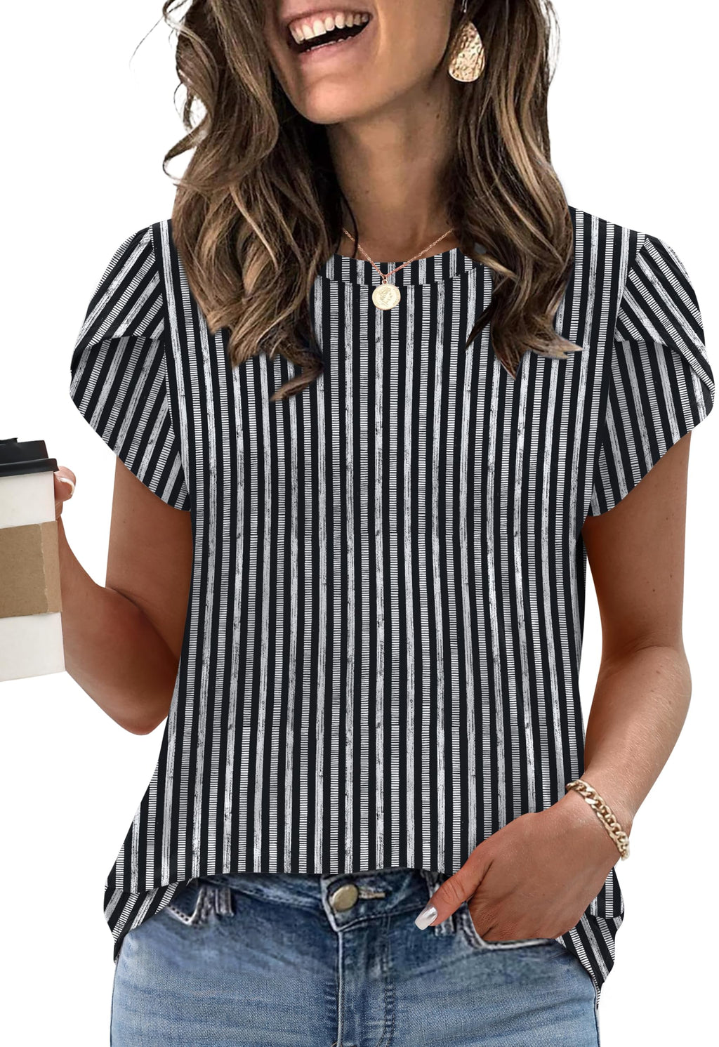 Womens Summer Tops Dressy Casual Blouses Short Sleeve Shirts for Women Business Casual Beach Vacation Outfits