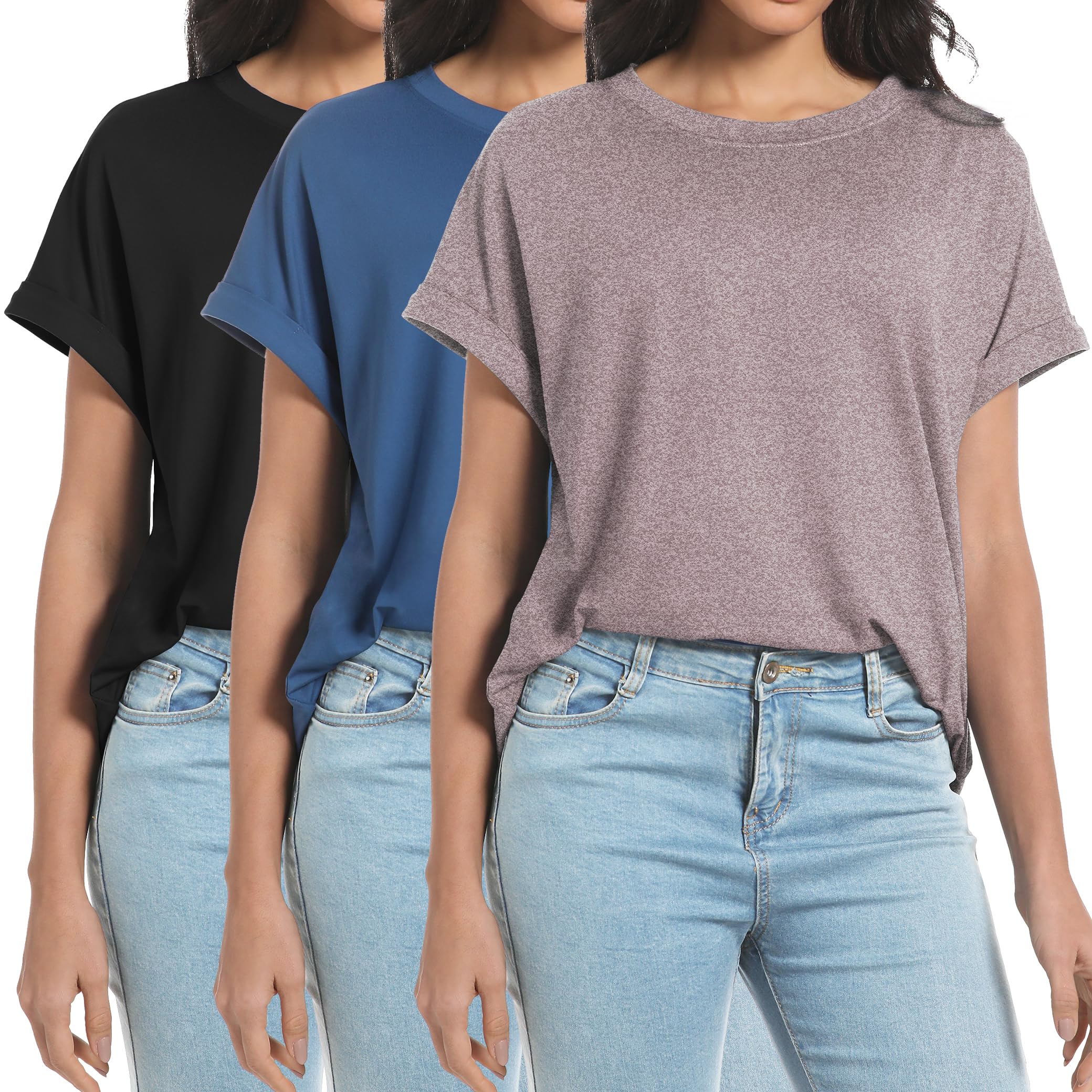 2/3/4 Pack Oversized Tshirts for Women Short Sleeves Workout Tops | Loose Fit, Crew Neck, Baggy, Summer, Casual, Gym, Plus Size, Plain, Tops, Fashion, Clothes, 2026