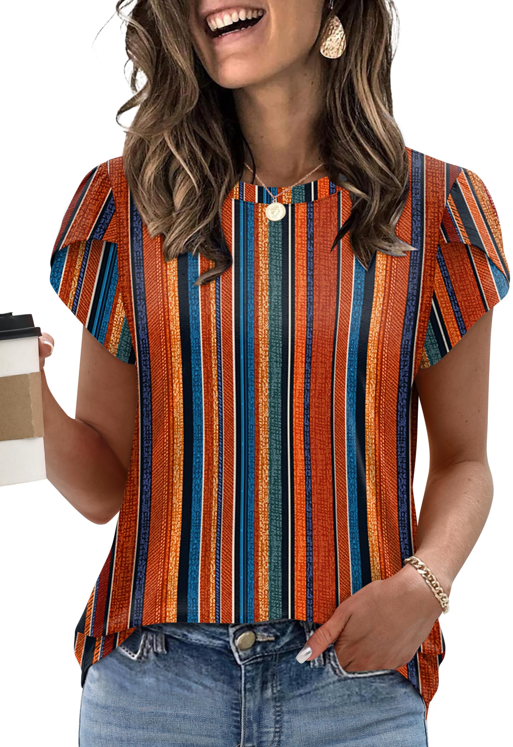Womens Summer Tops Dressy Casual Blouses Short Sleeve Shirts for Women Business Casual Beach Vacation Outfits