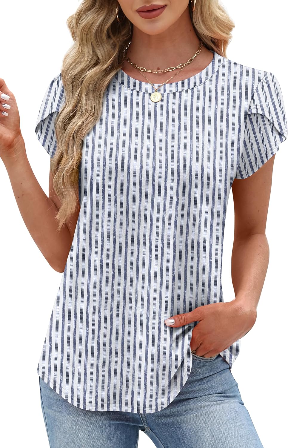 Womens Summer Tops Dressy Casual Blouses Short Sleeve Shirts for Women Business Casual Beach Vacation Outfits
