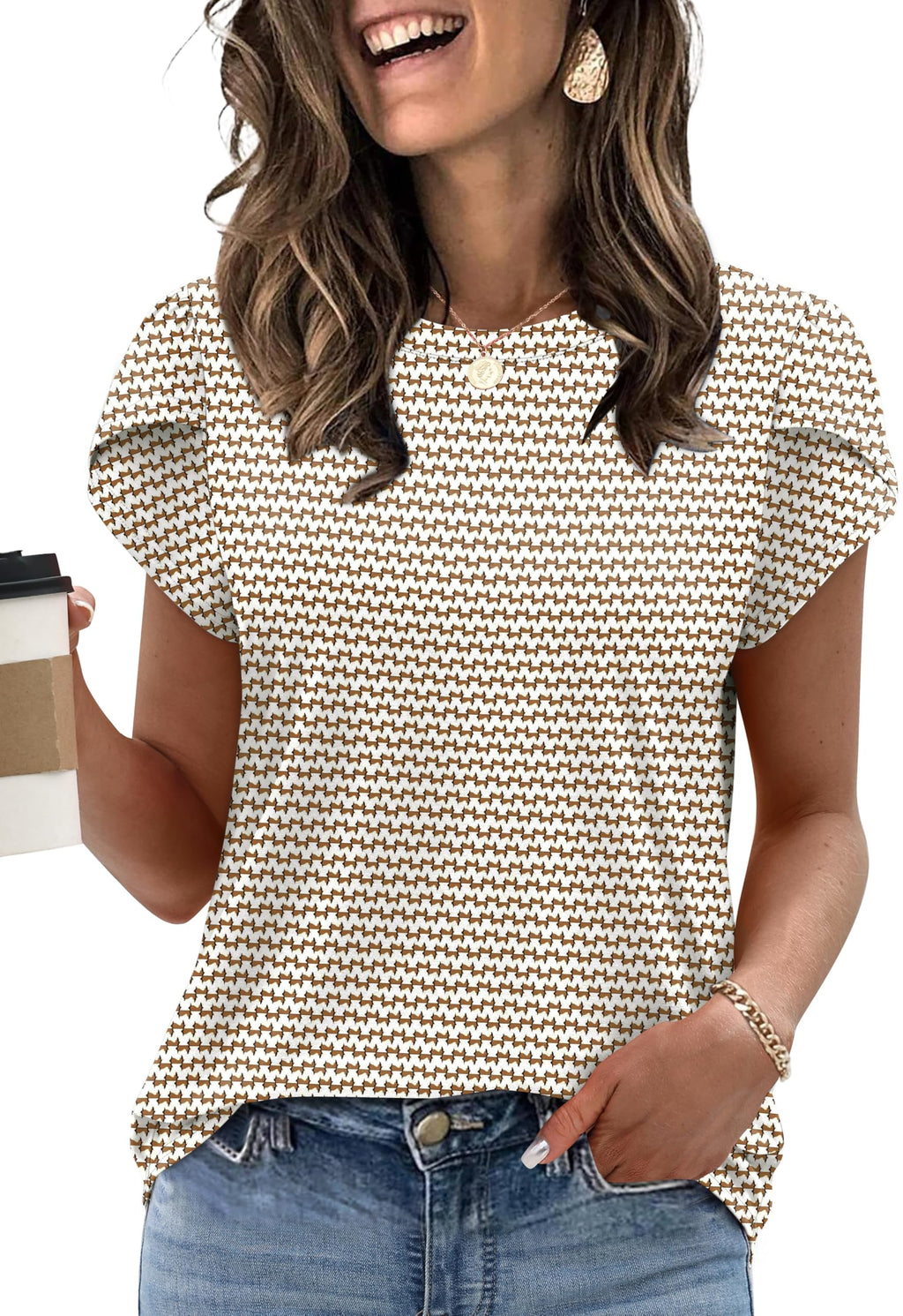 Womens Summer Tops Dressy Casual Blouses Short Sleeve Shirts for Women Business Casual Beach Vacation Outfits