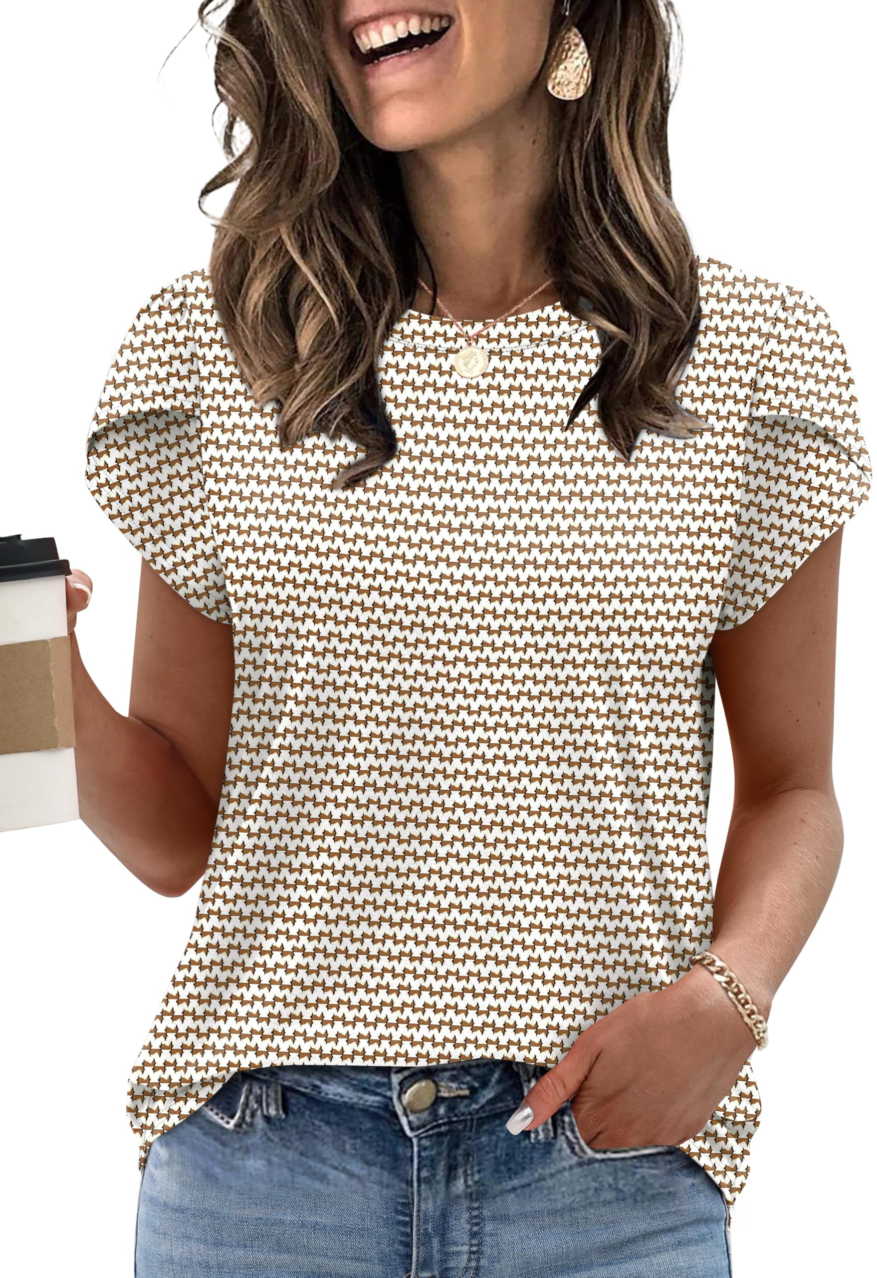 Womens Summer Tops Dressy Casual Blouses Short Sleeve Shirts for Women Business Casual Beach Vacation Outfits
