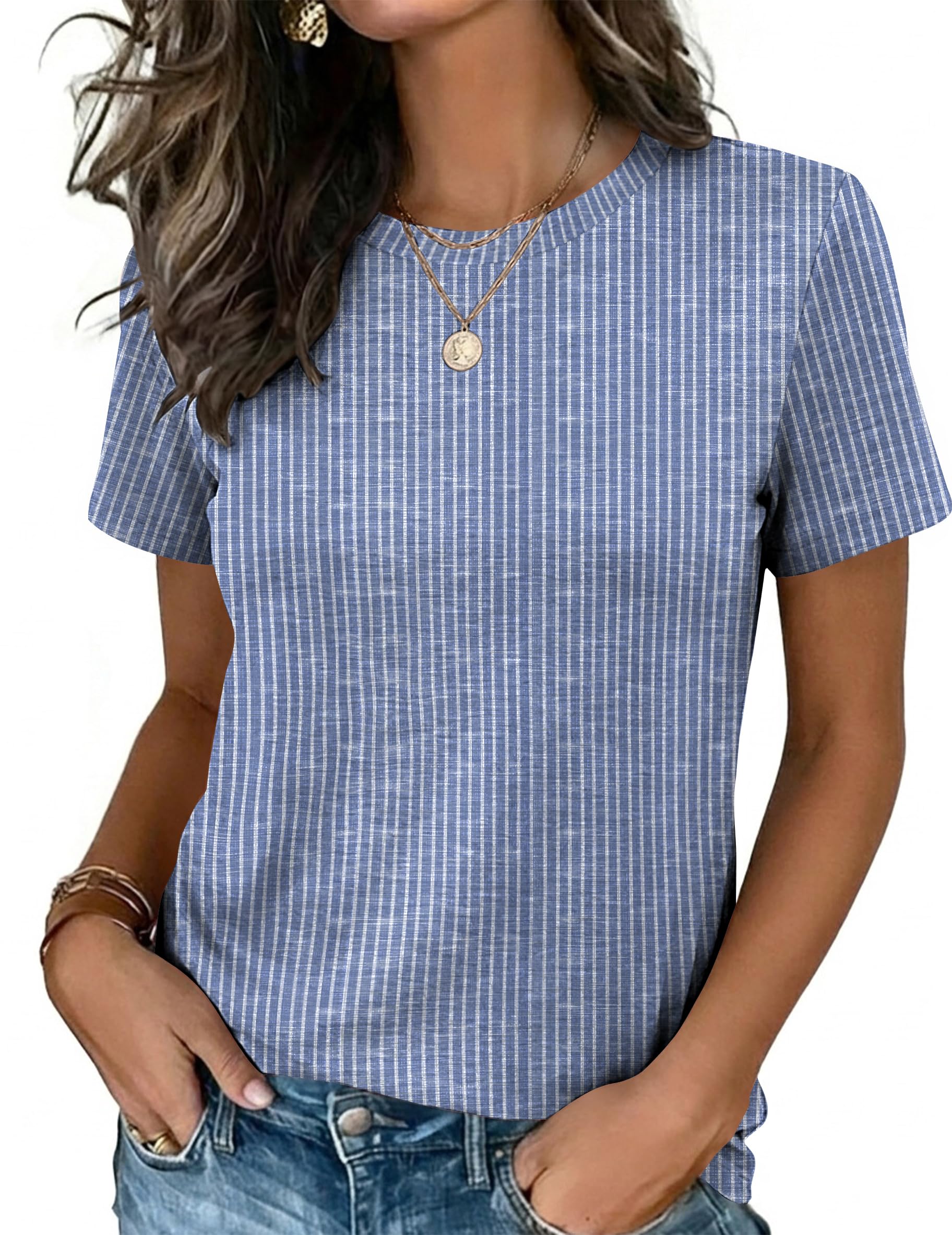 Womens Tshirt Short Sleeve Summer Tops Crewneck Casual Basic Tee Shirts Spring Clothes Trendy Outfit